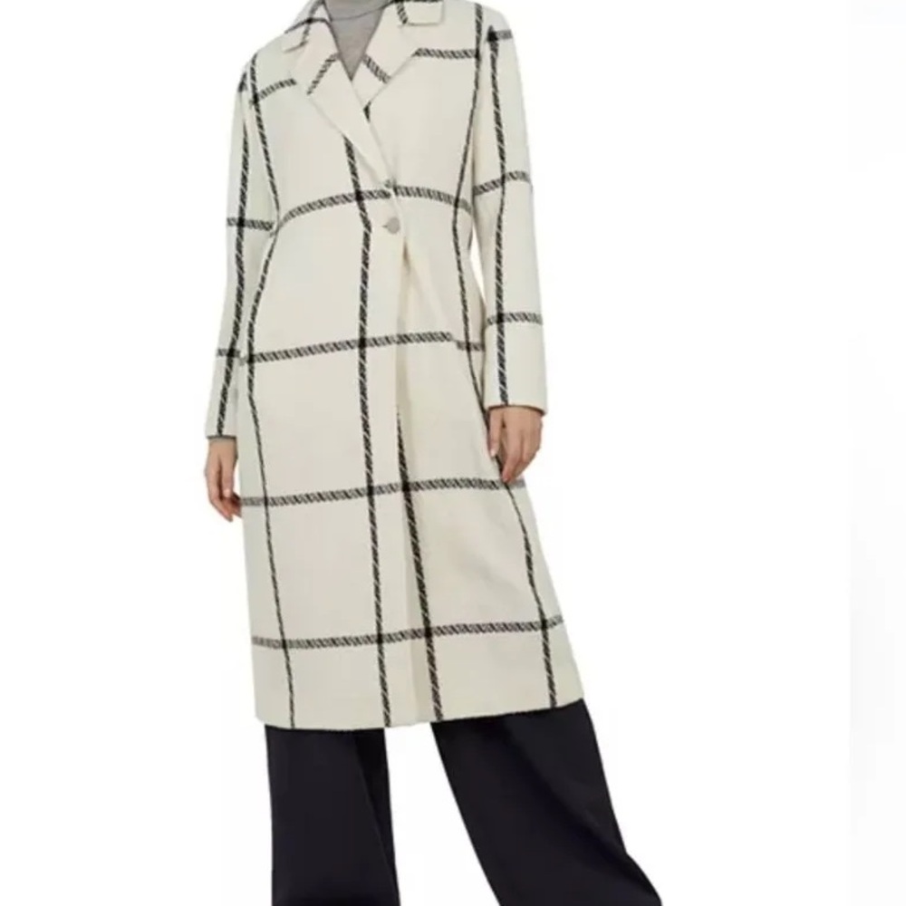 Ted Baker Cream and Black Textured Coat